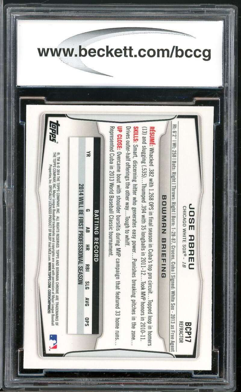 2014 Bowman Chrome Pros Blue Wave Refractors #BCP17 Jose Abreu RC BGS BCCG 10 Image 2