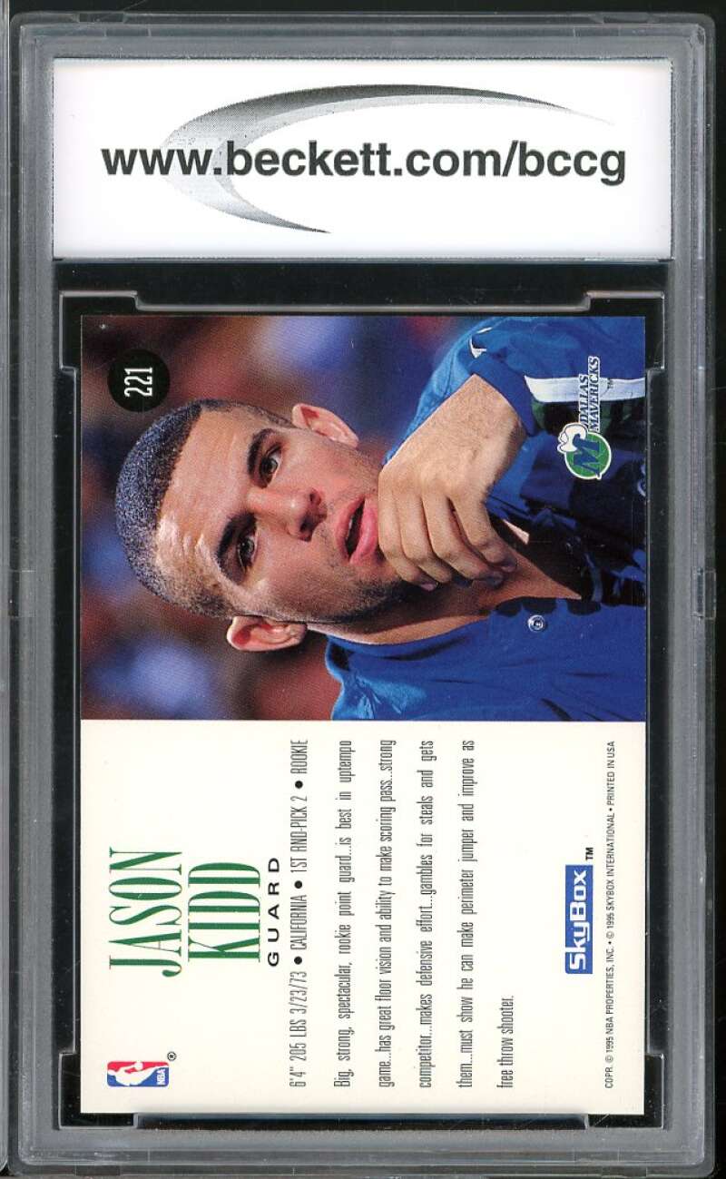 1994-95 SkyBox #221 Jason Kidd Rookie Card BGS BCCG 10 Mint+ Image 2