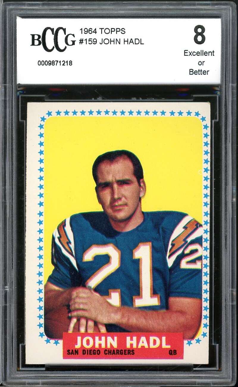 1964 Topps #159 John Hadl Rookie Card BGS BCCG 8 Excellent+ Image 1