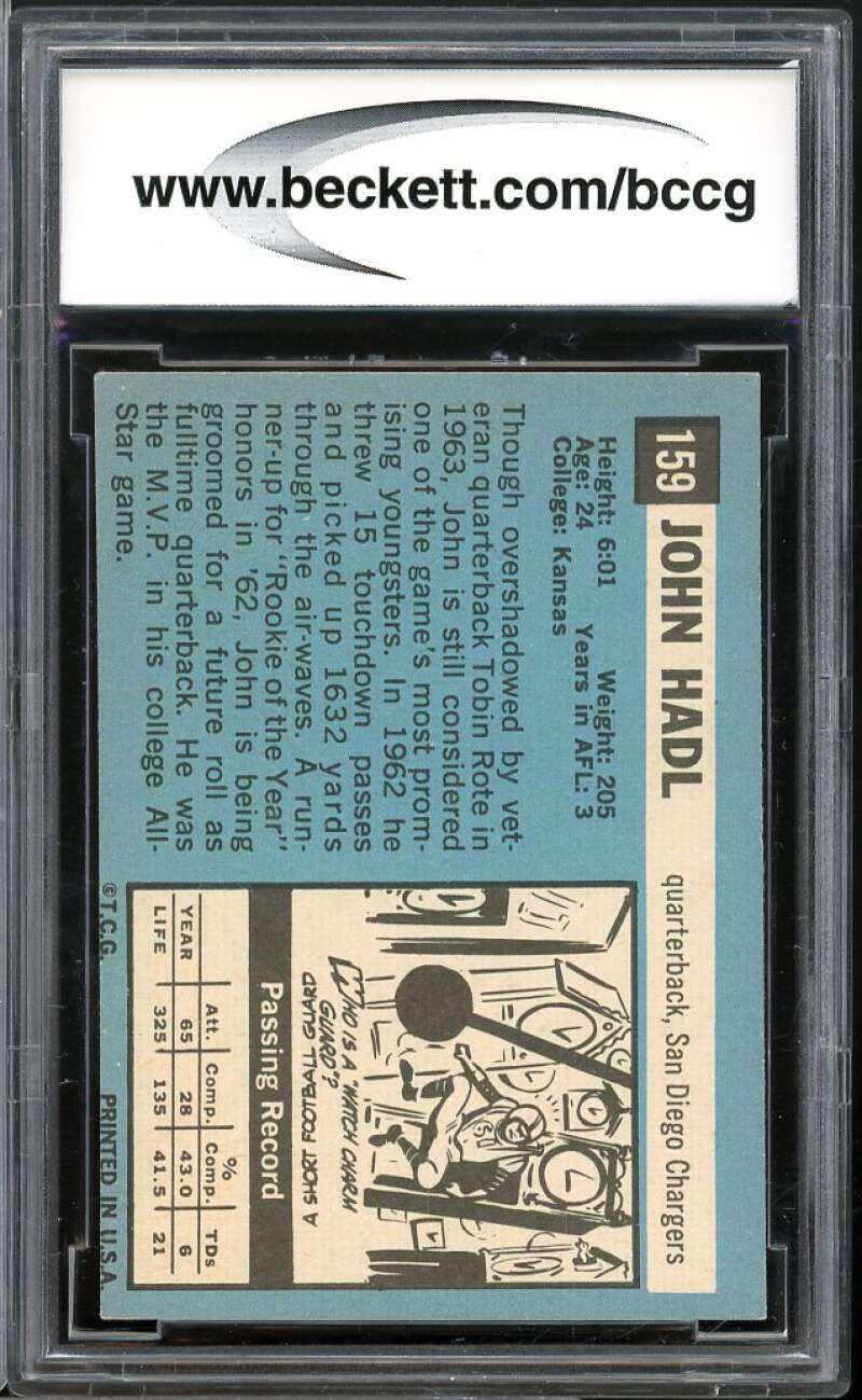 1964 Topps #159 John Hadl Rookie Card BGS BCCG 8 Excellent+ Image 2