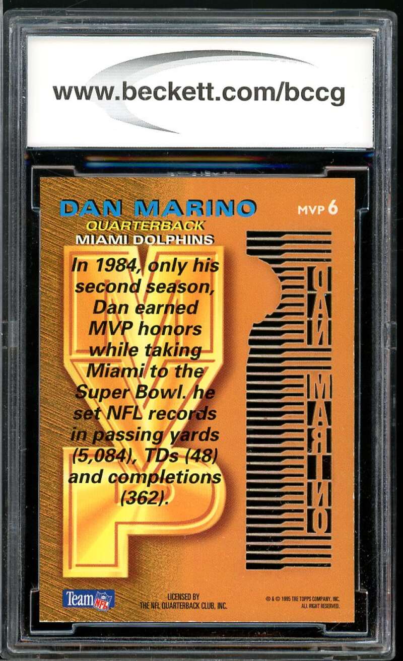 1995 Stadium Club MVPs #mvp6 Dan Marino Card BGS BCCG 10 Mint+ Image 2