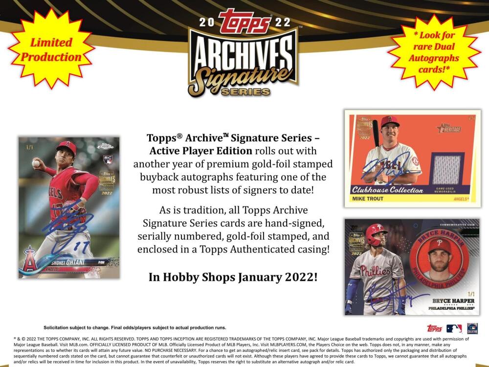 2022 Topps Archives Signature Series Baseball Hobby Box Image 3