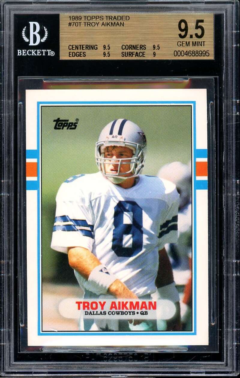 Troy Aikman Rookie Card 1989 Topps Traded #70T BGS 9.5 (9.5 9.5 9.5 9) Image 1