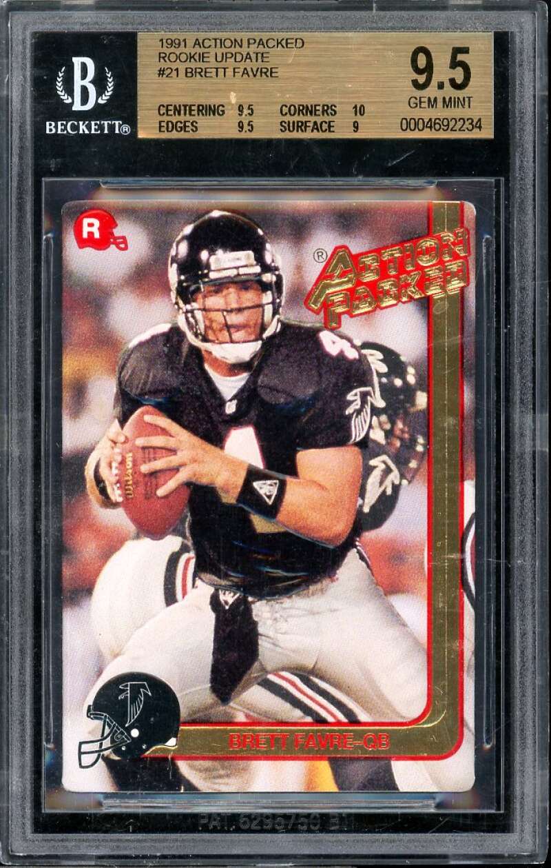 Brett Favre Rookie 1991 Action Packed Rookie Update #21 BGS 9.5 (9.5 10 9.5 9) Image 1