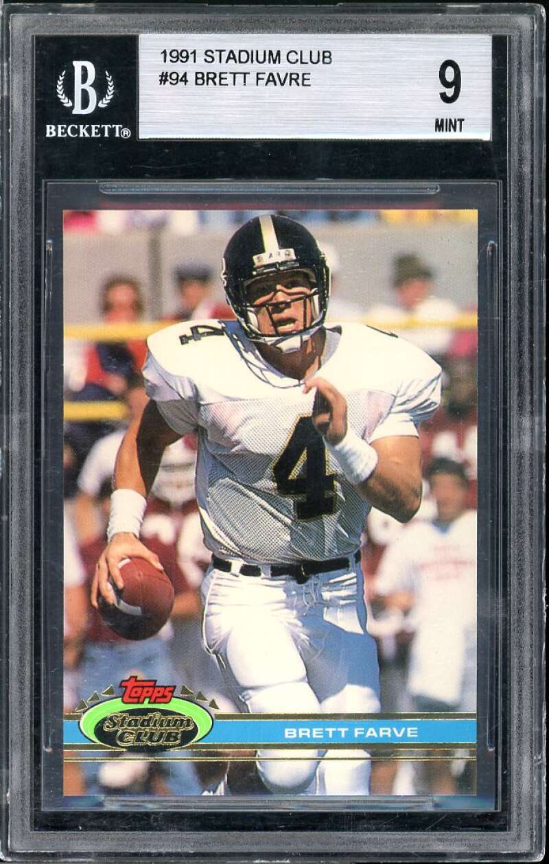 Brett Favre Rookie Card 1991 Stadium Club #94 BGS 9 (9 9 9 9) Image 1