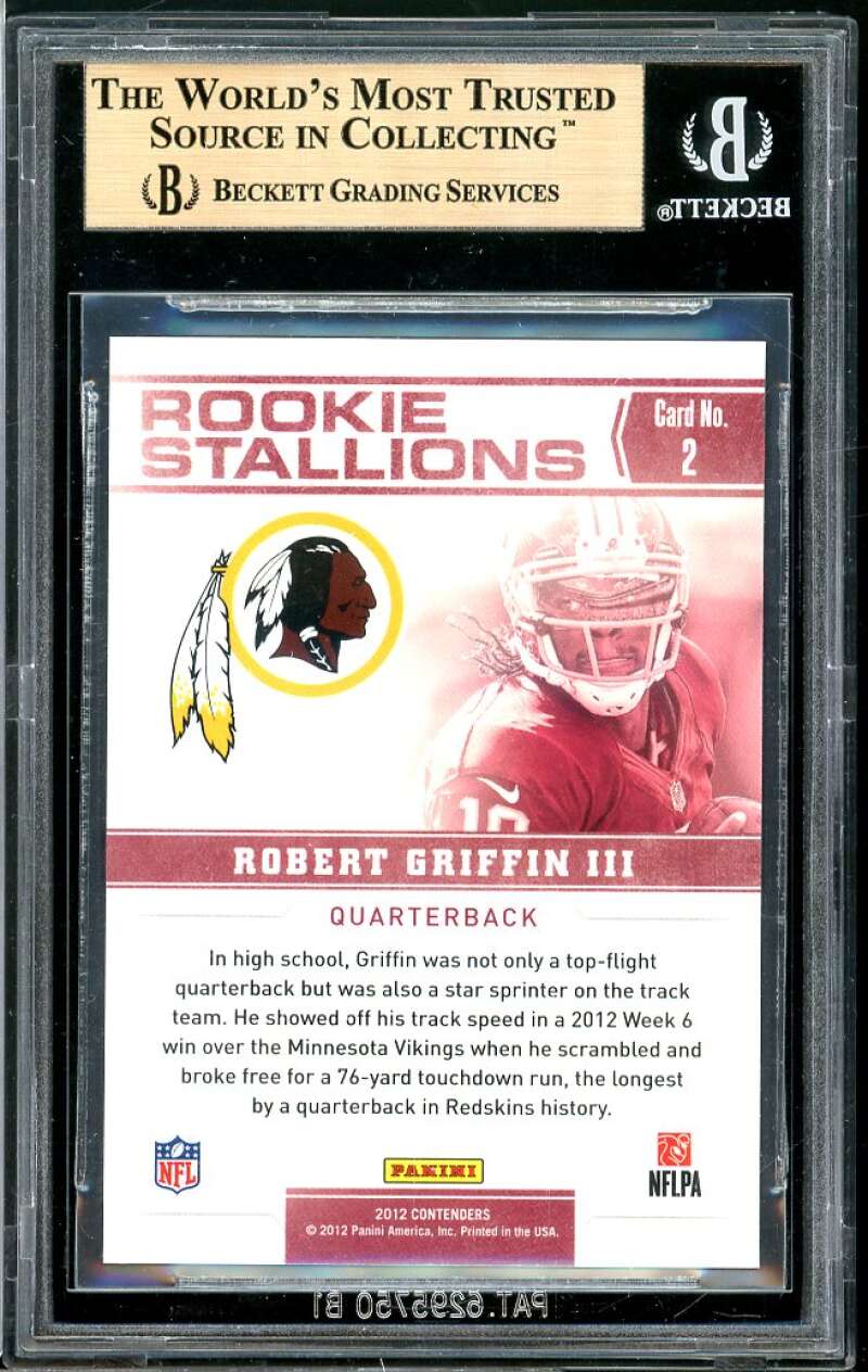 Robert Griffin Card 2012 Panini Contenders Rookie Stallions #2 (PRISTINE) BGS 10 Image 2