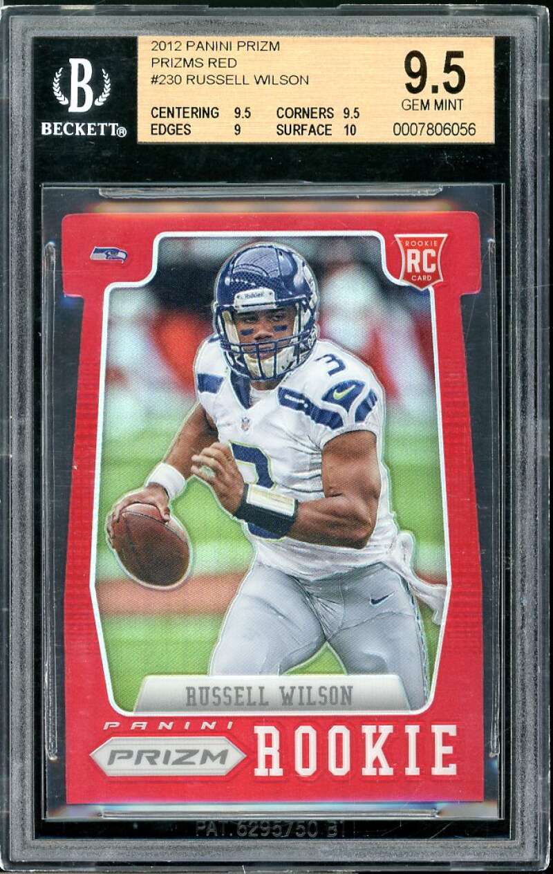 Russell Wilson Rookie 2012 Panini Prizm Prizms Red #230 BGS 9.5 (9.5 9.5 9 10) Image 1