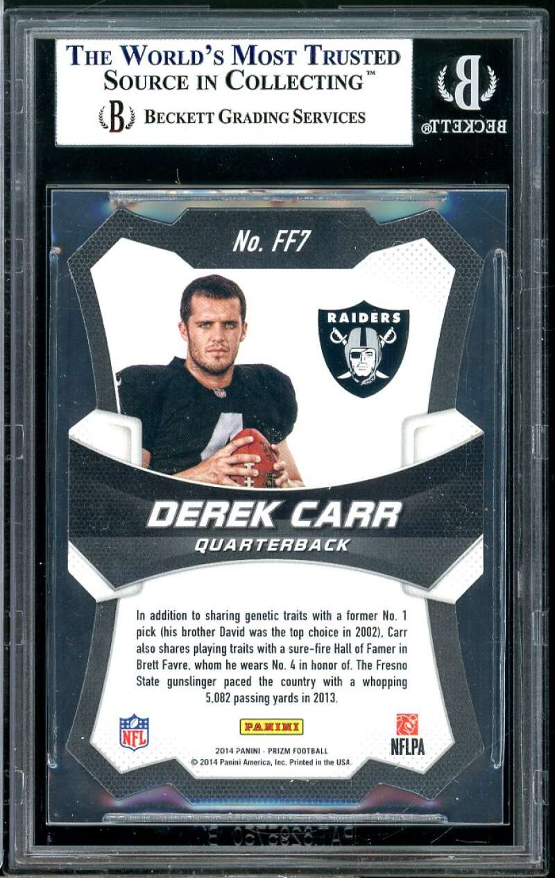 Derek Carr Rookie Card 2014 Panini Prizm Fresh Faces #FF7 BGS 9 Image 2