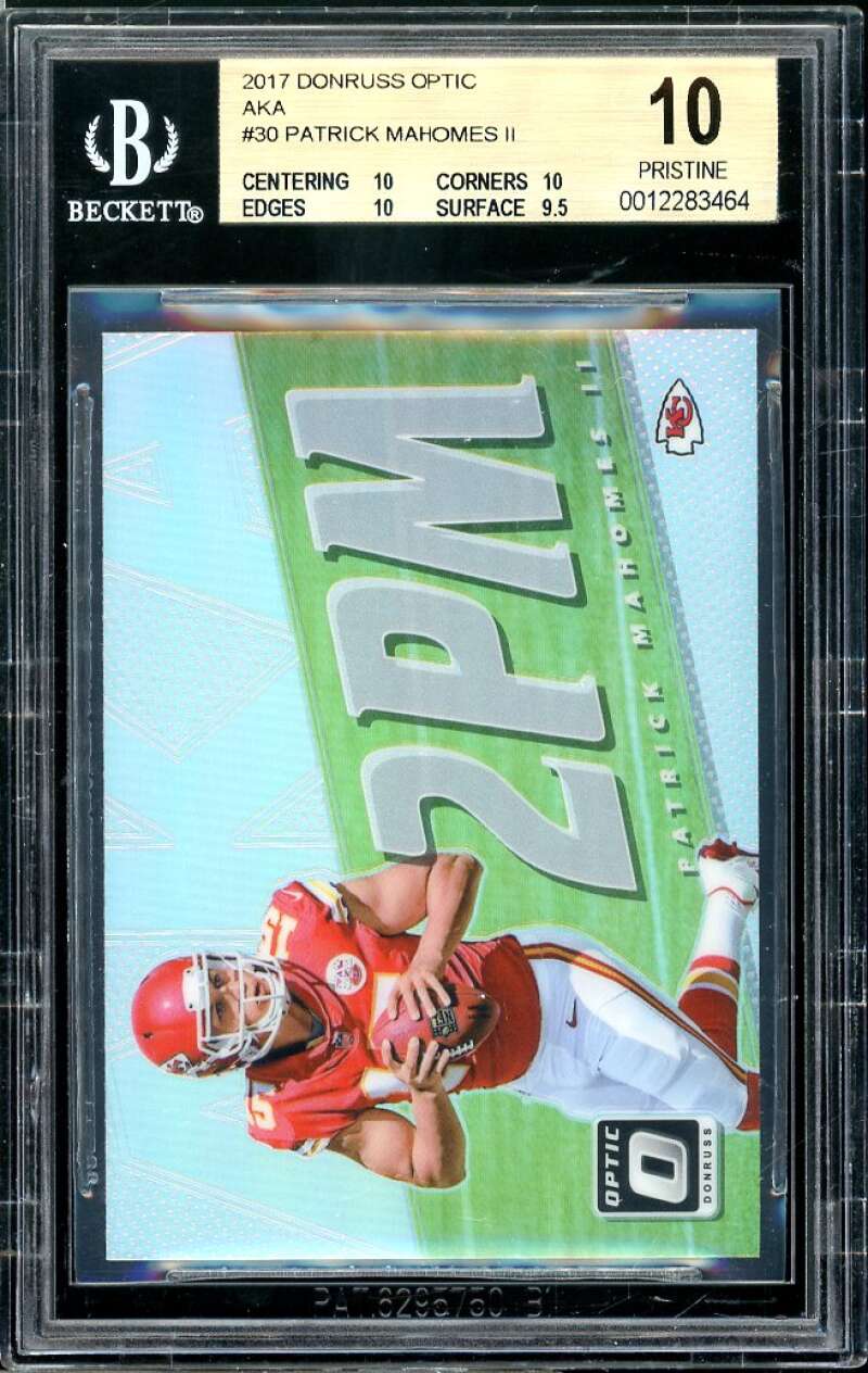 Patrick Mahomes Rookie Card 2017 Donruss Optic AKA #30 (PRISTINE) BGS 10 Image 1