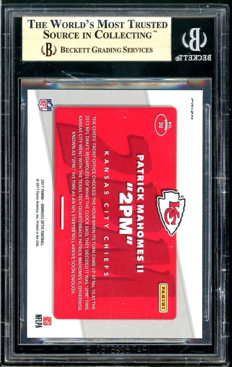 Patrick Mahomes Rookie Card 2017 Donruss Optic AKA #30 (PRISTINE) BGS 10 Image 2