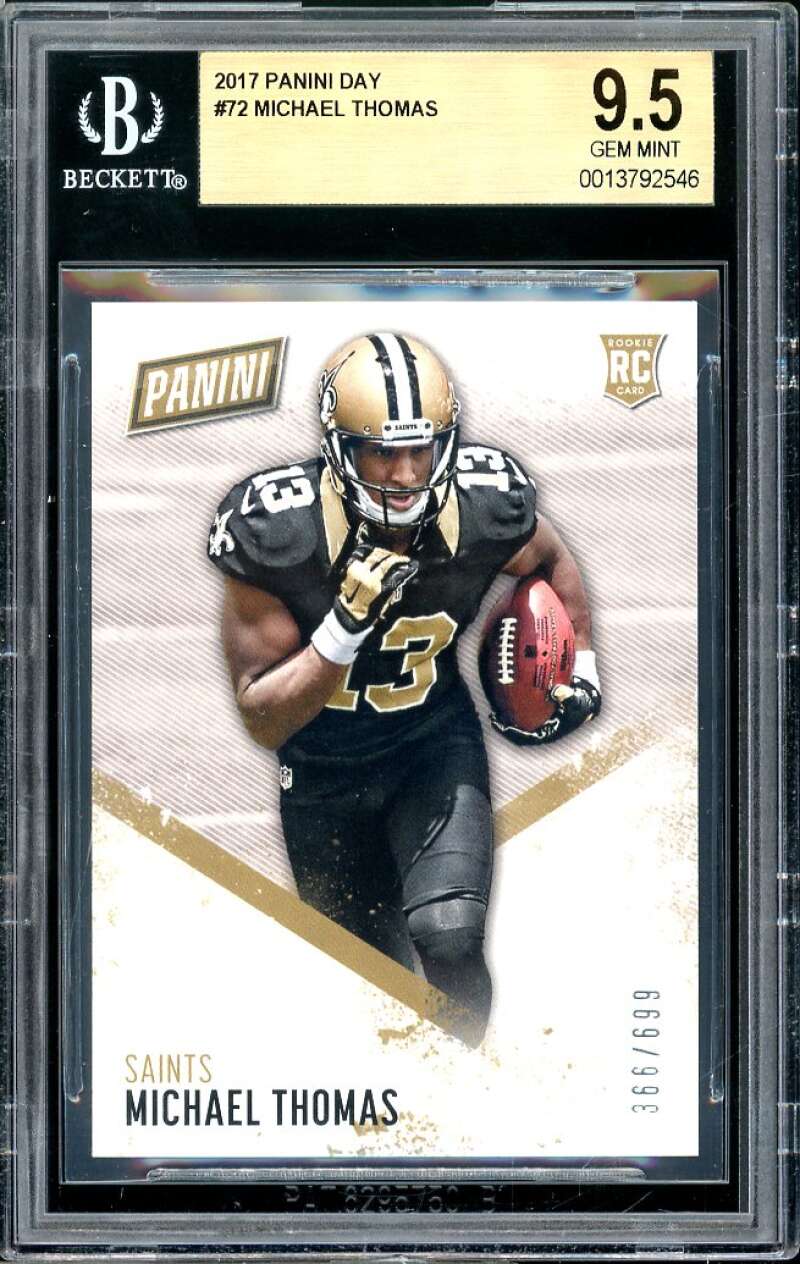 Michael Thomas Rookie Card 2017 Panini Day #72 (pop 1) BGS 9.5 Image 1