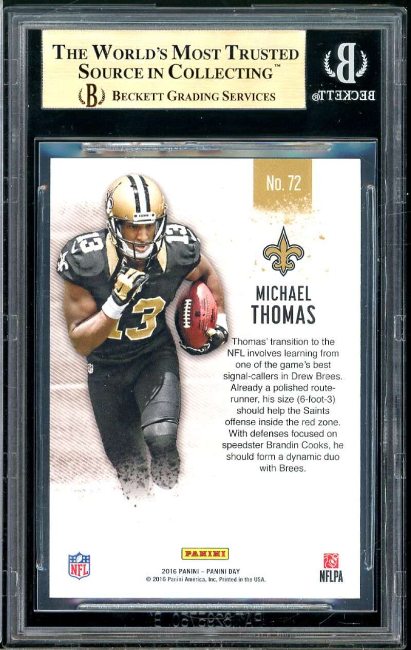 Michael Thomas Rookie Card 2017 Panini Day #72 (pop 1) BGS 9.5 Image 2