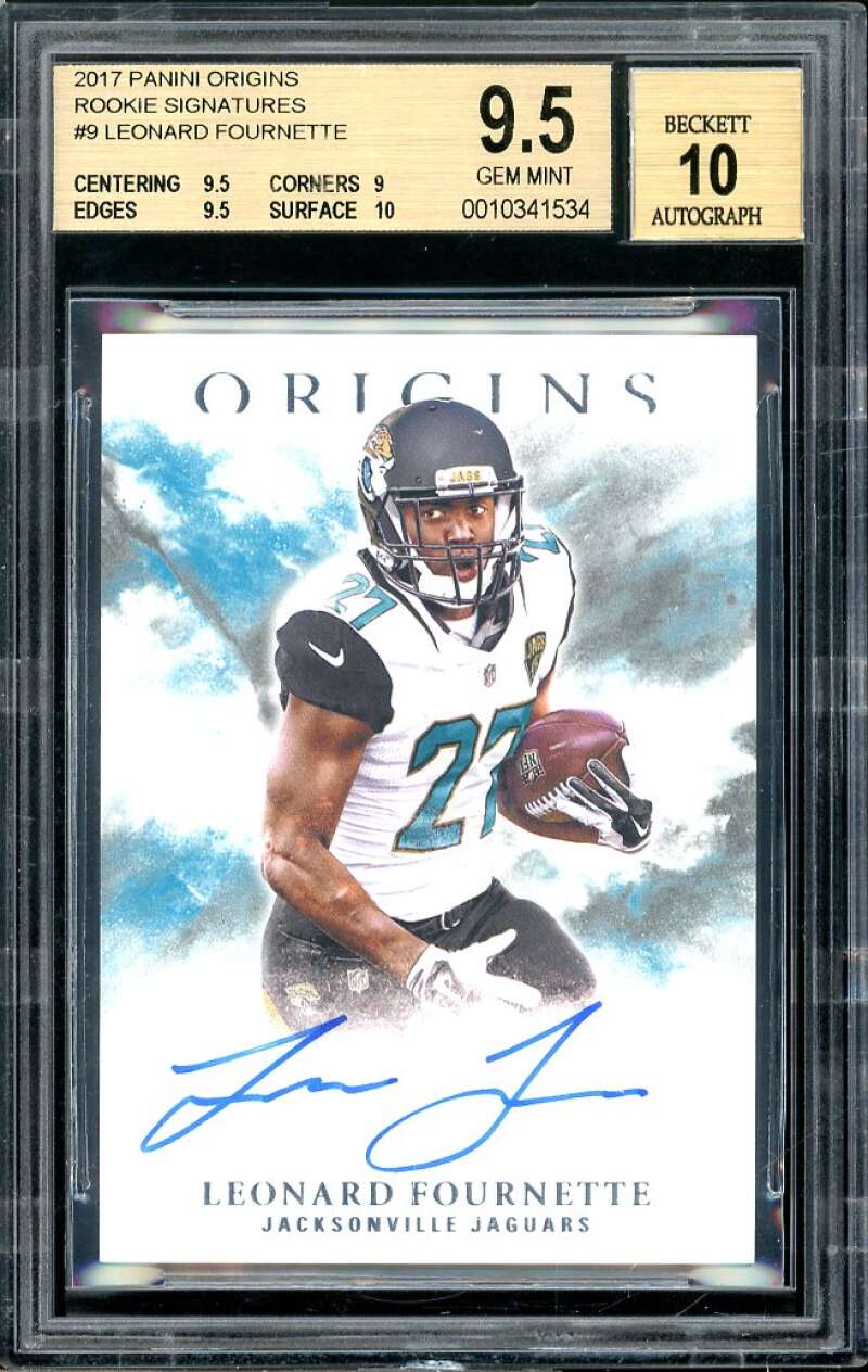 Leonard Fournette Rookie 2017 Panini Origins Rookie Signatures #RA-LF BGS 9.5 Image 1