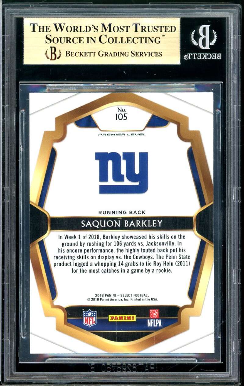 Saquon Barkley Rookie Card 2018 Select #105 BGS 9.5 Image 2