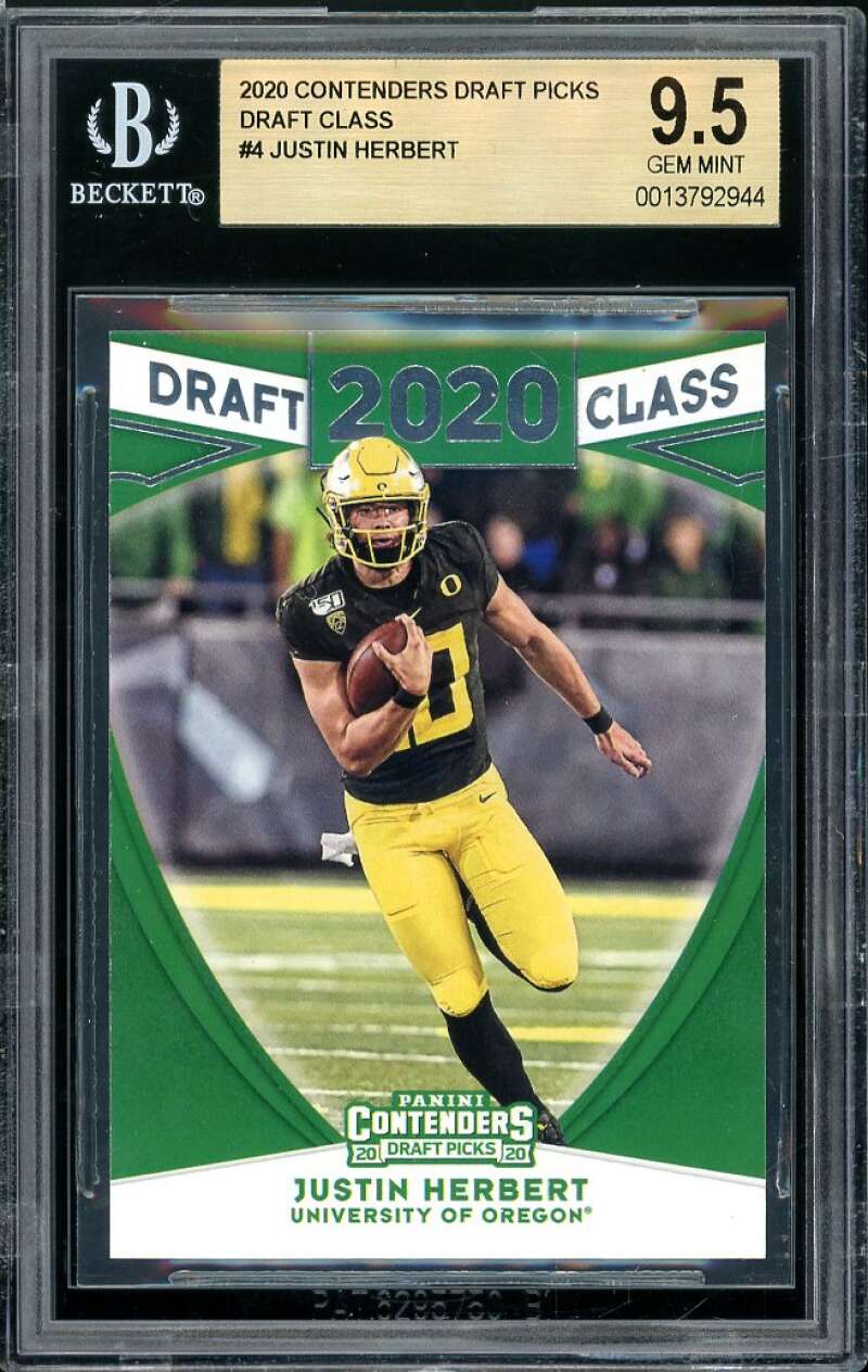 Justin Herbert Rookie Card 2020 Contenders DP Draft Class #4 BGS 9.5 Image 1