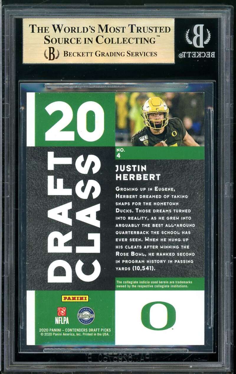 Justin Herbert Rookie Card 2020 Contenders DP Draft Class #4 BGS 9.5 Image 2