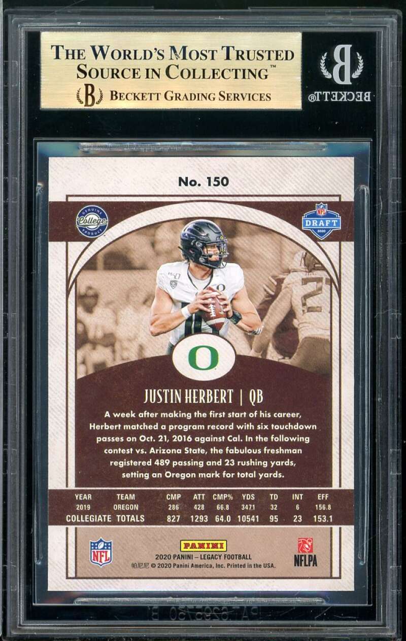 Justin Herbert Rookie Card 2020 Panini Legacy #150 BGS 9.5 Image 2