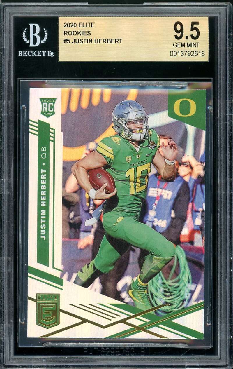 Justin Herbert Rookie Card 2020 Elite Rookies #5 BGS 9.5 Image 1