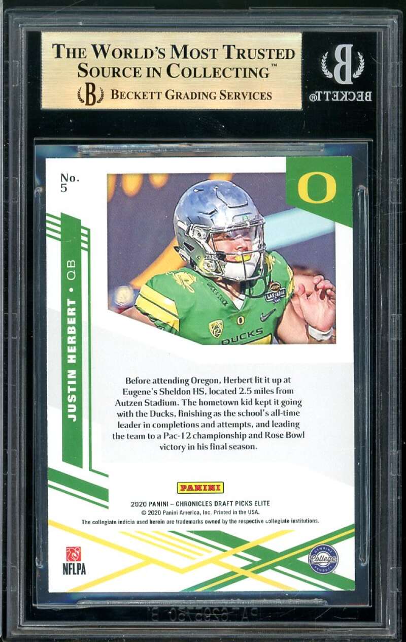 Justin Herbert Rookie Card 2020 Elite Rookies #5 BGS 9.5