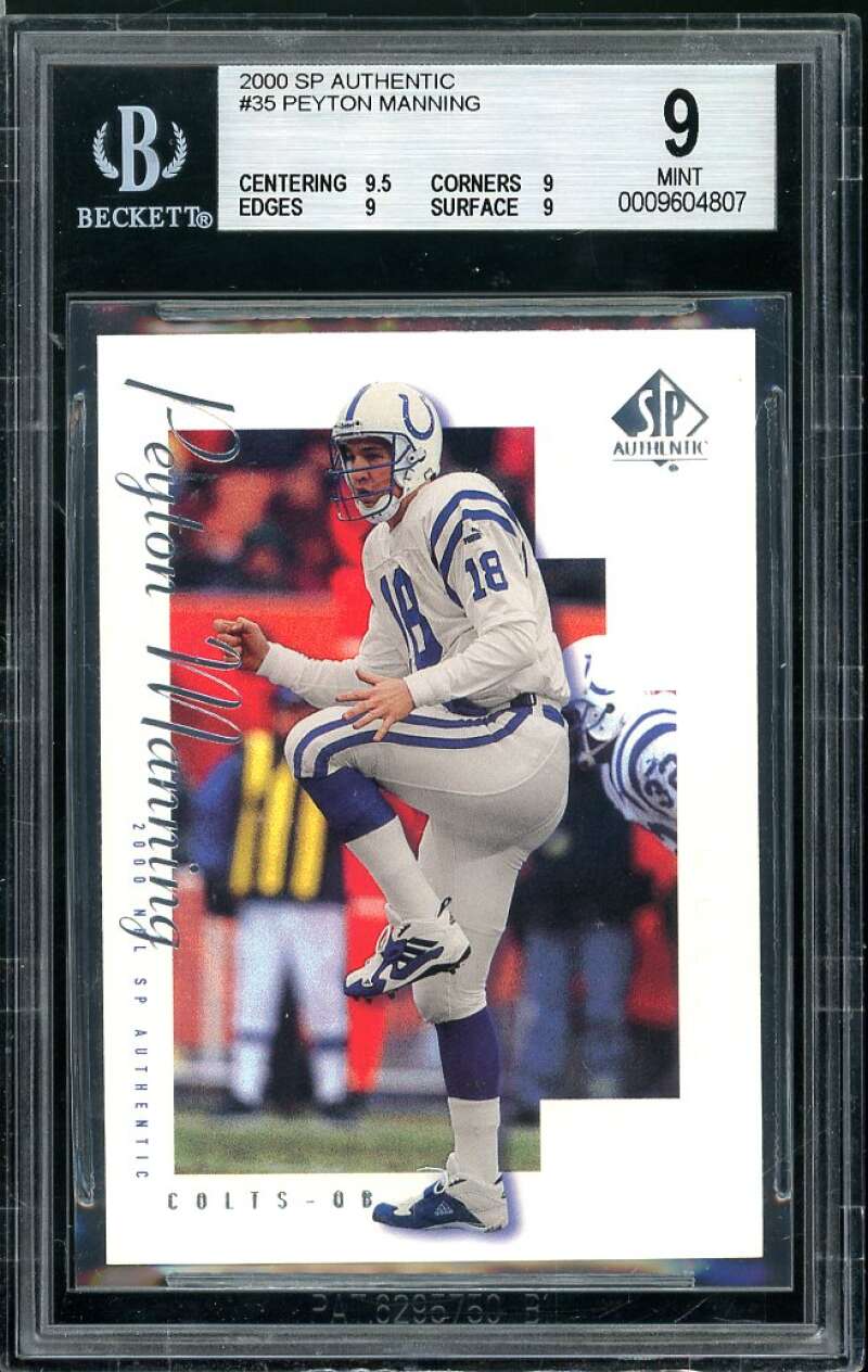 Peyton Manning Card 2000 SP Authentic #35 BGS 9 (9.5 9 9 9) Image 1