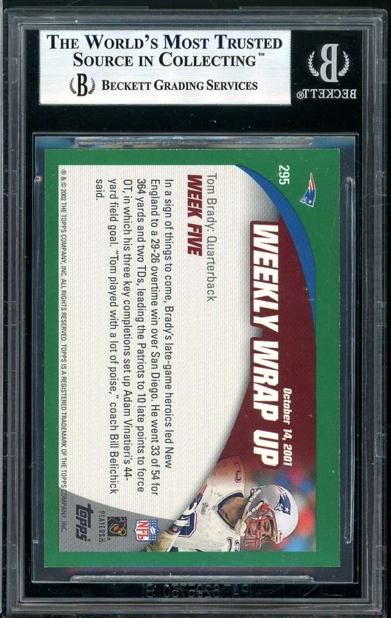 Tom Brady Card 2002 Topps #295 BGS 9 Image 2