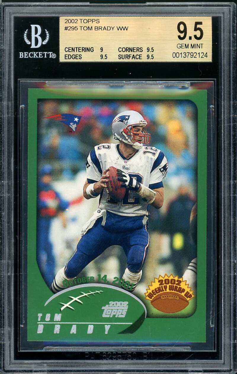 Tom Brady Card 2002 Topps #295 (pop 1) BGS 9.5 Image 1