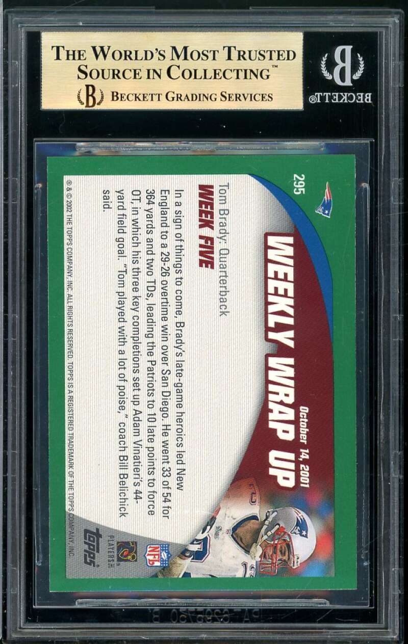 Tom Brady Card 2002 Topps #295 (pop 1) BGS 9.5 –