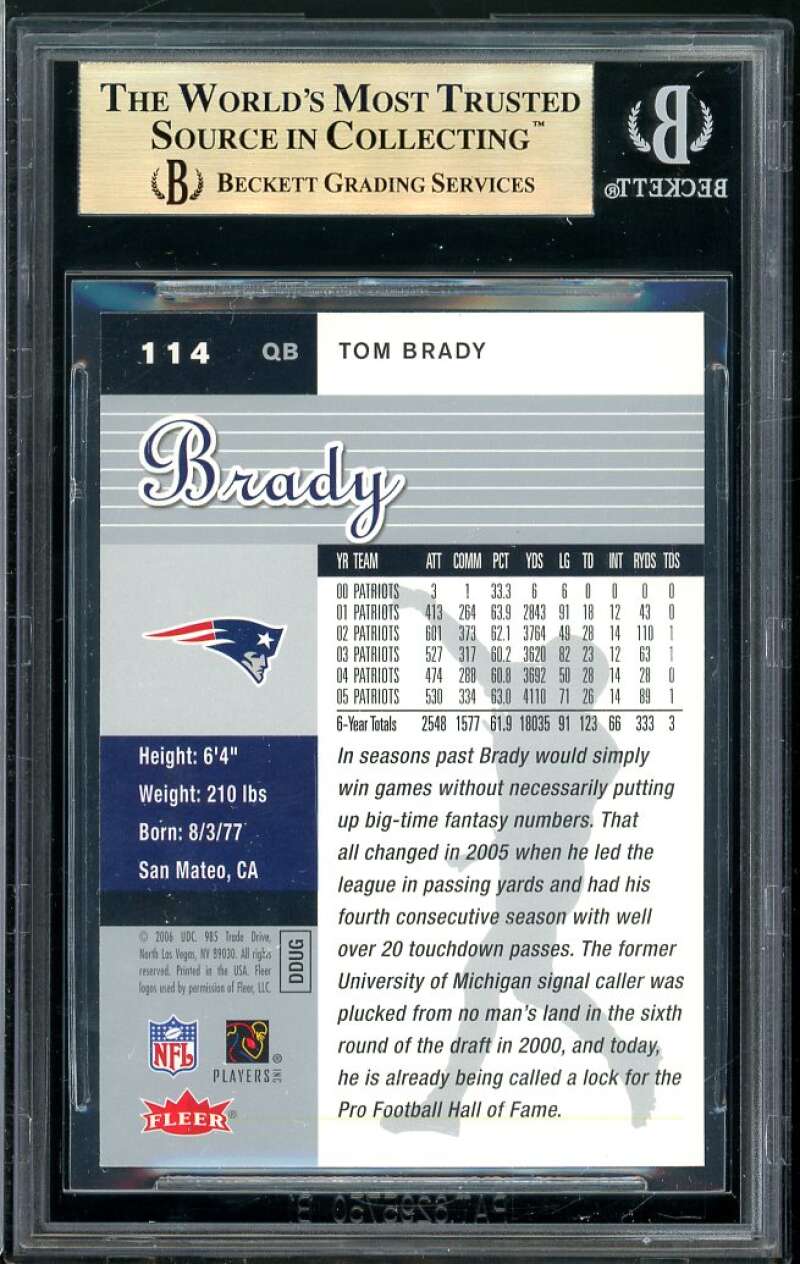 Tom Brady Card 2006 Ultra #114 BGS 9.5 Image 2