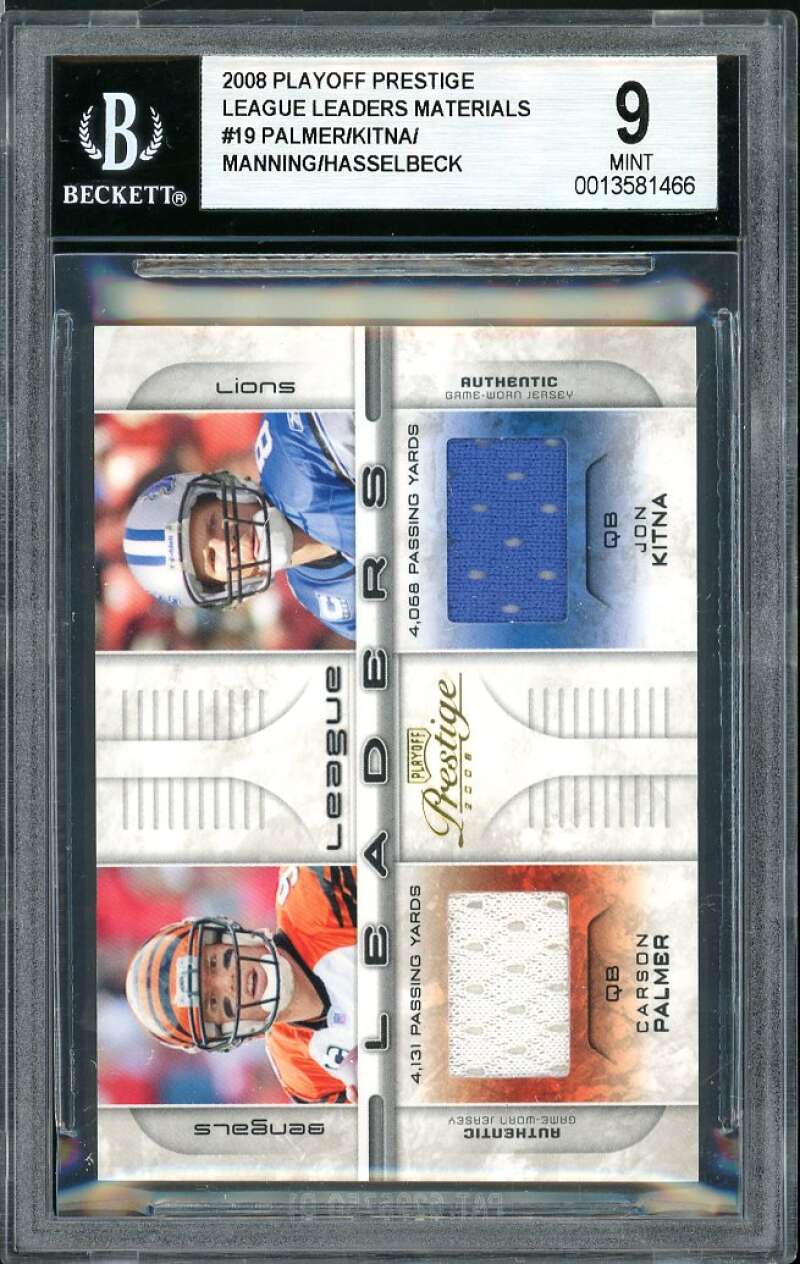 Palmer/Kitna /Peyton Manning / Hasselbeck 2008 Playoff Prestige LL Mat #19 BGS 9 Image 1