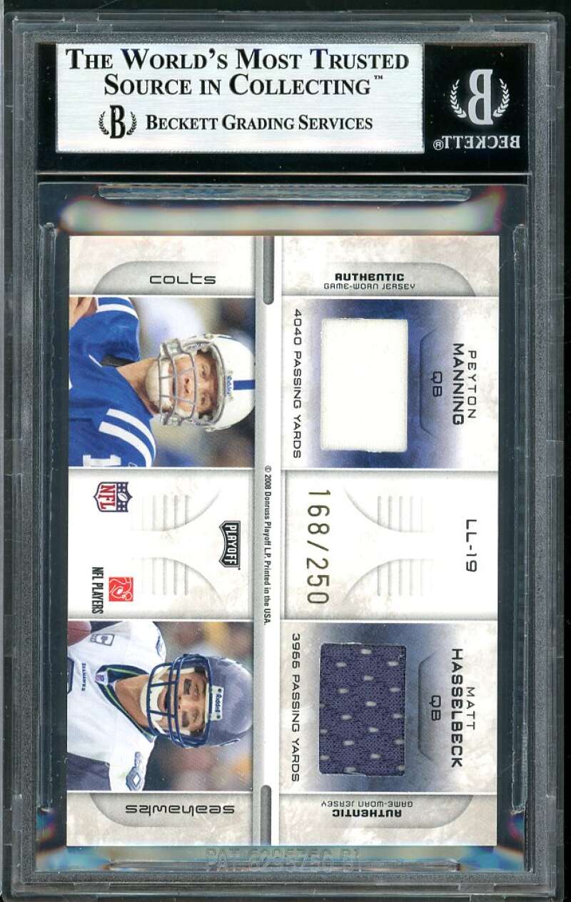 Palmer/Kitna /Peyton Manning / Hasselbeck 2008 Playoff Prestige LL Mat #19 BGS 9 Image 2