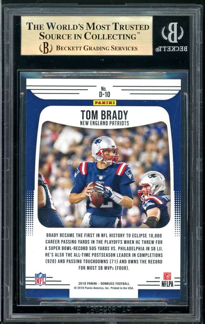 Tom Brady Card 2018 Donruss Dominators #10 BGS 9.5 (9.5 9 9.5 9.5) Image 2