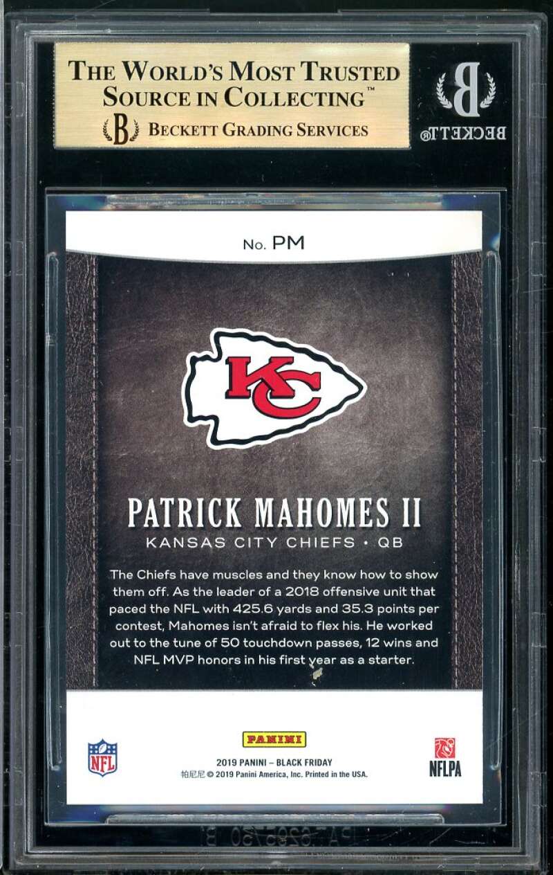 Patrick Mahomes 2019 Panini Black Friday Collection #pm BGS 9.5 (9.5 9.5 10 9.5) Image 2