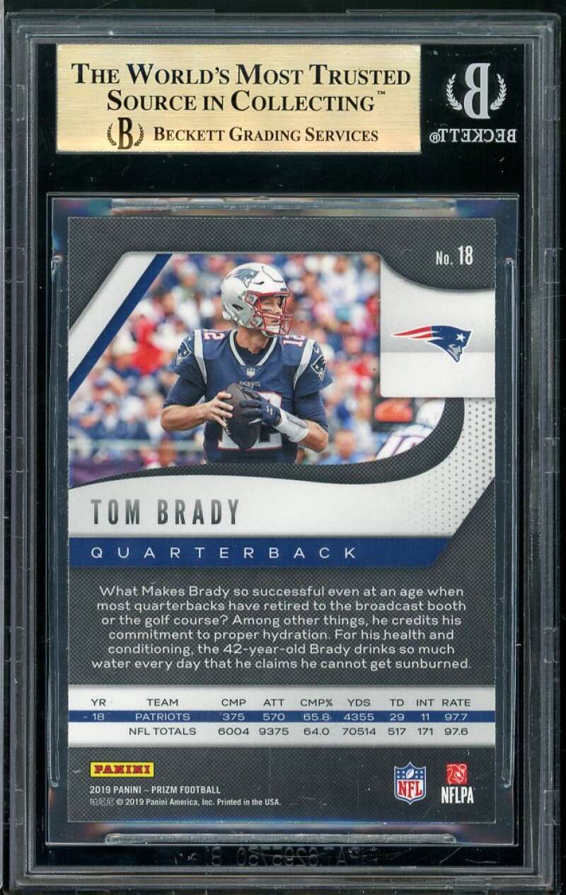 Tom Brady Card 2019 Panini Prizm #18 BGS 9.5 Image 2