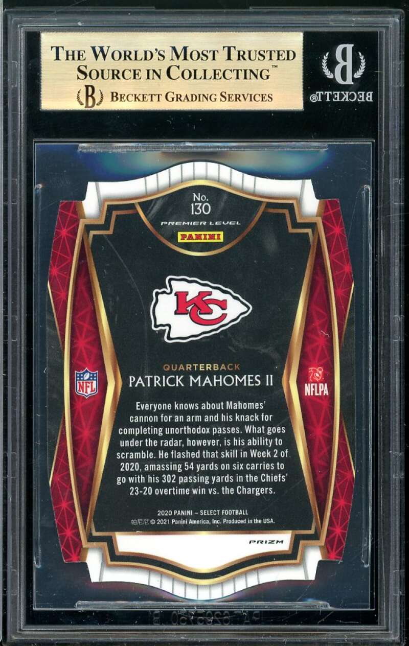 Patrick Mahomes Card 2020 Select Prizm Tri Color Die Cut (pop 1) #130 BGS 9.5 Image 2