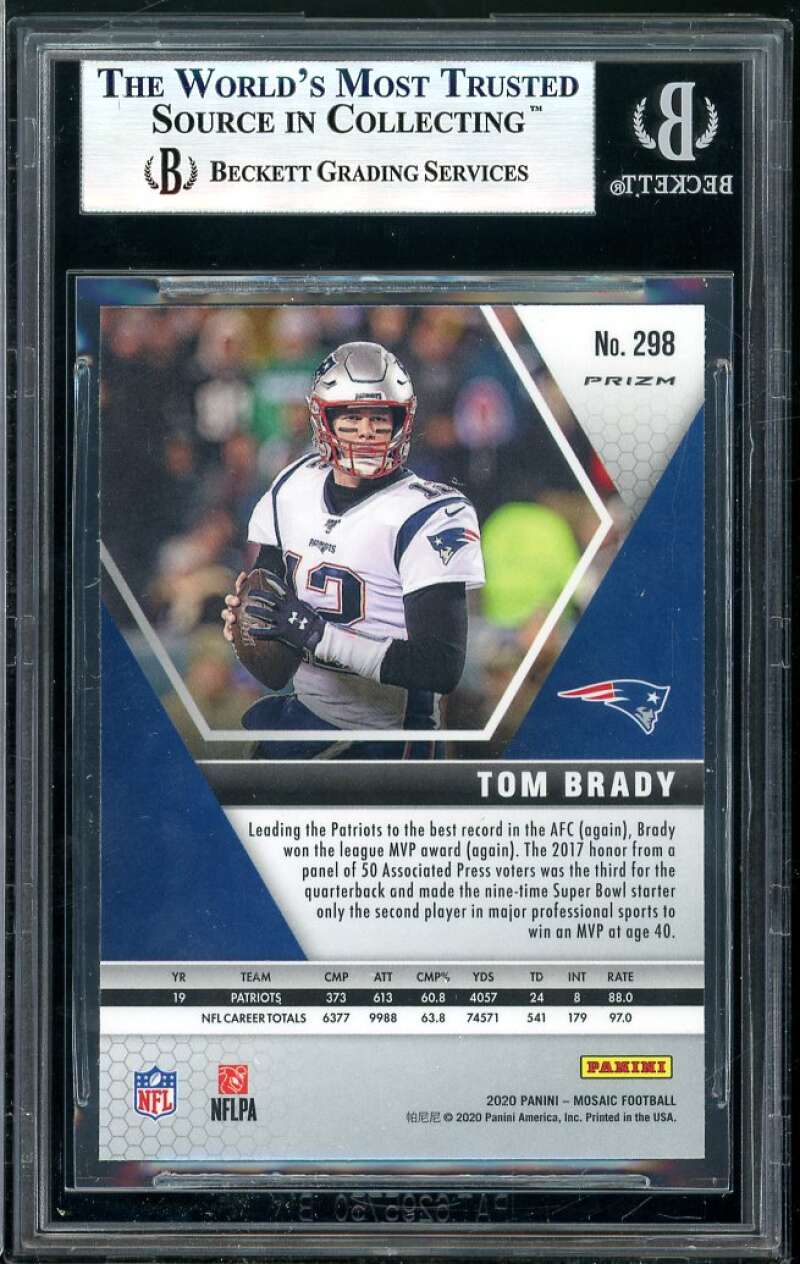 Tom Brady Card 2020 Panini Mosaic Mosaic Green #298 BGS 9 (9 9 9.5 9.5) Image 2