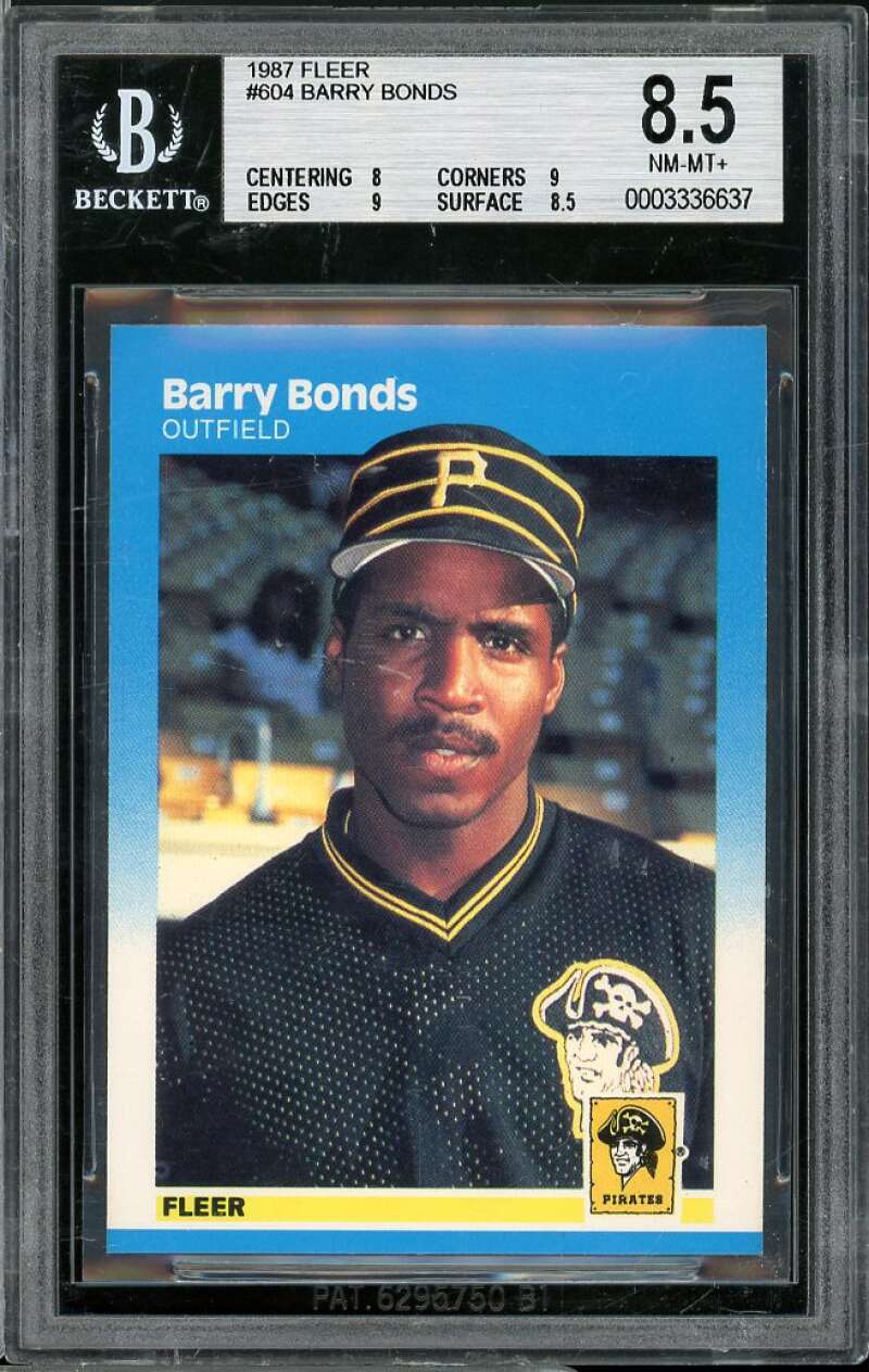 Barry Bonds Rookie Card 1987 Fleer #604 BGS 8.5 (8 9 9 8.5) Image 1