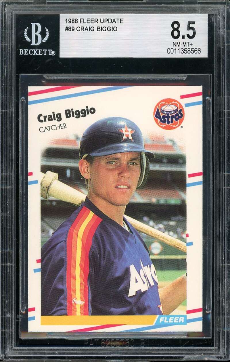 Craig Biggio Rookie Card 1988 Fleer Update #U-89 BGS 8.5 Image 1