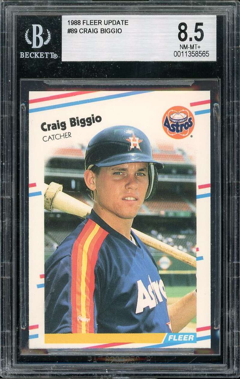 Craig Biggio Rookie Card 1988 Fleer Update #U-89 BGS 8.5 Image 1