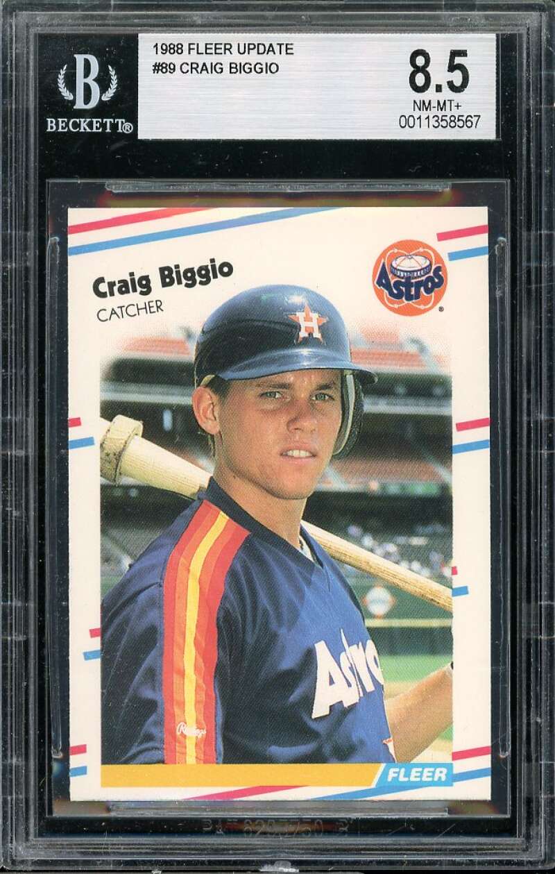 Craig Biggio Rookie Card 1988 Fleer Update #U-89 BGS 8.5 Image 1