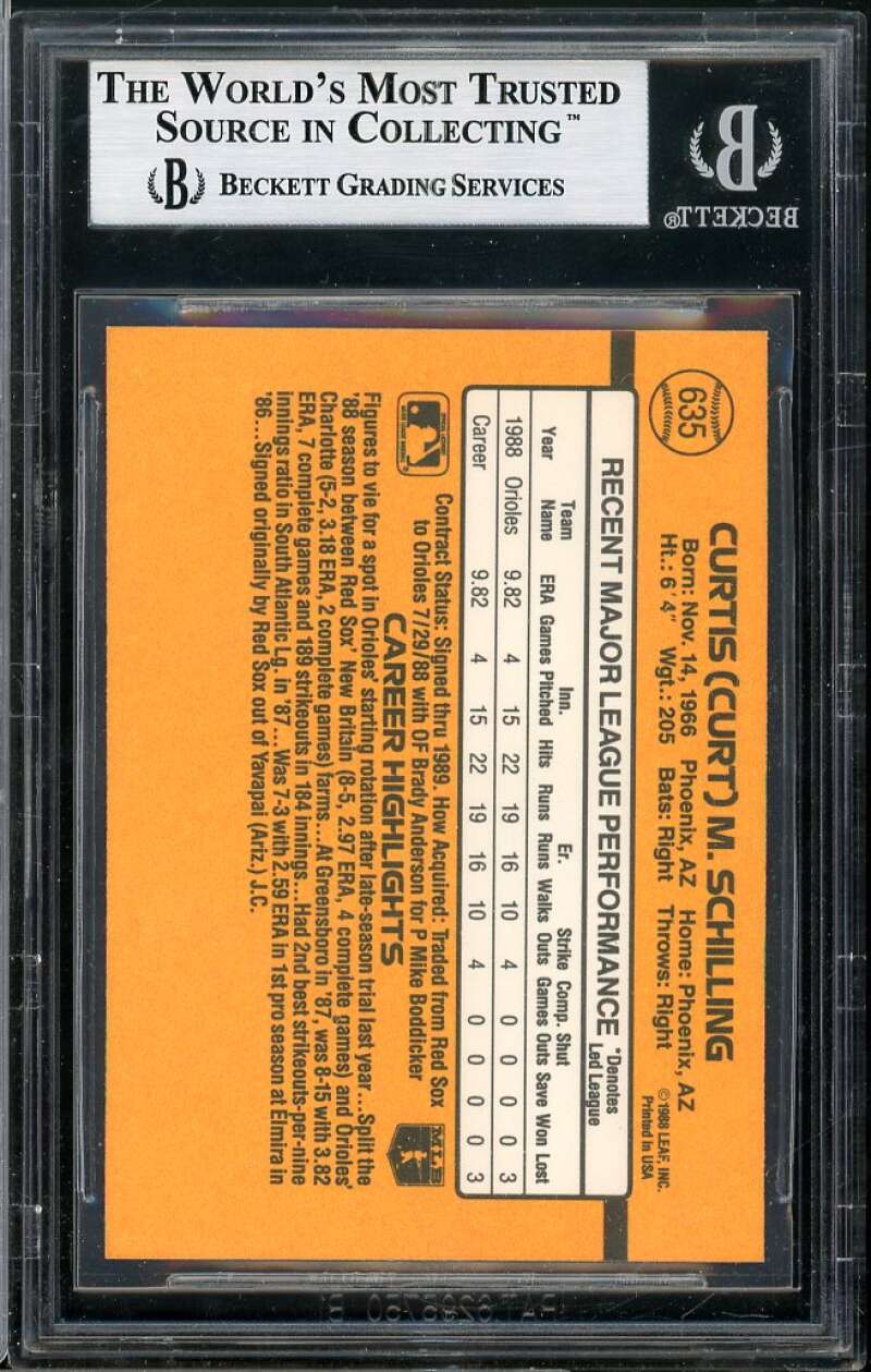 Curt Schilling Rookie Card 1989 Donruss #635 BGS 8.5 Image 2