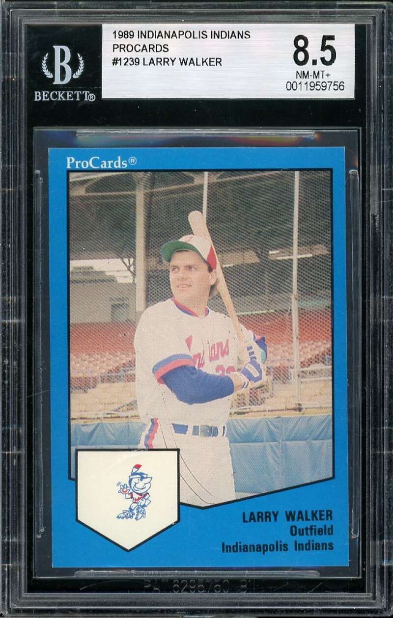 Larry Walker Rookie Card 1980 Indianapolis Indians Procards #1239 BGS 8.5 Image 1