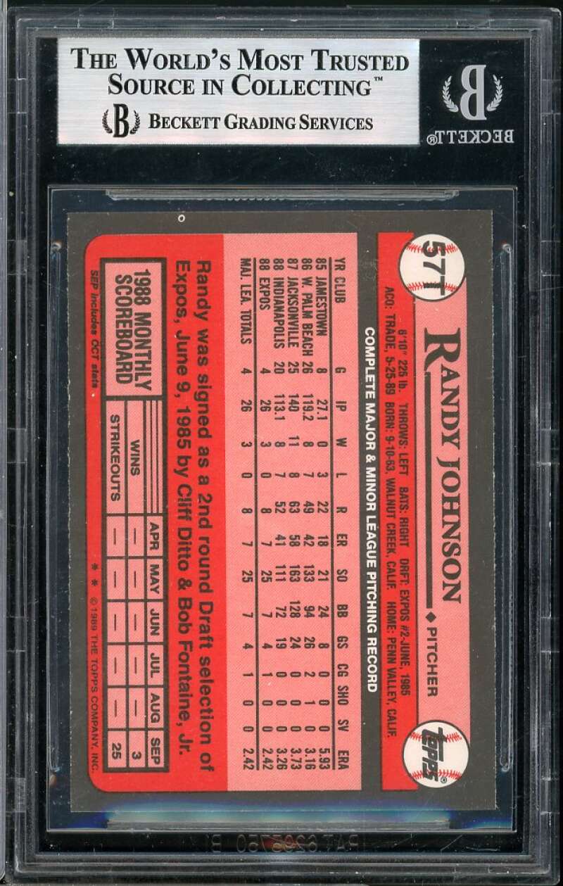 Randy Johnson Rookie Card 1989 Topps Traded #57T BGS 8.5 (9.5 8.5 8.5 9) Image 2