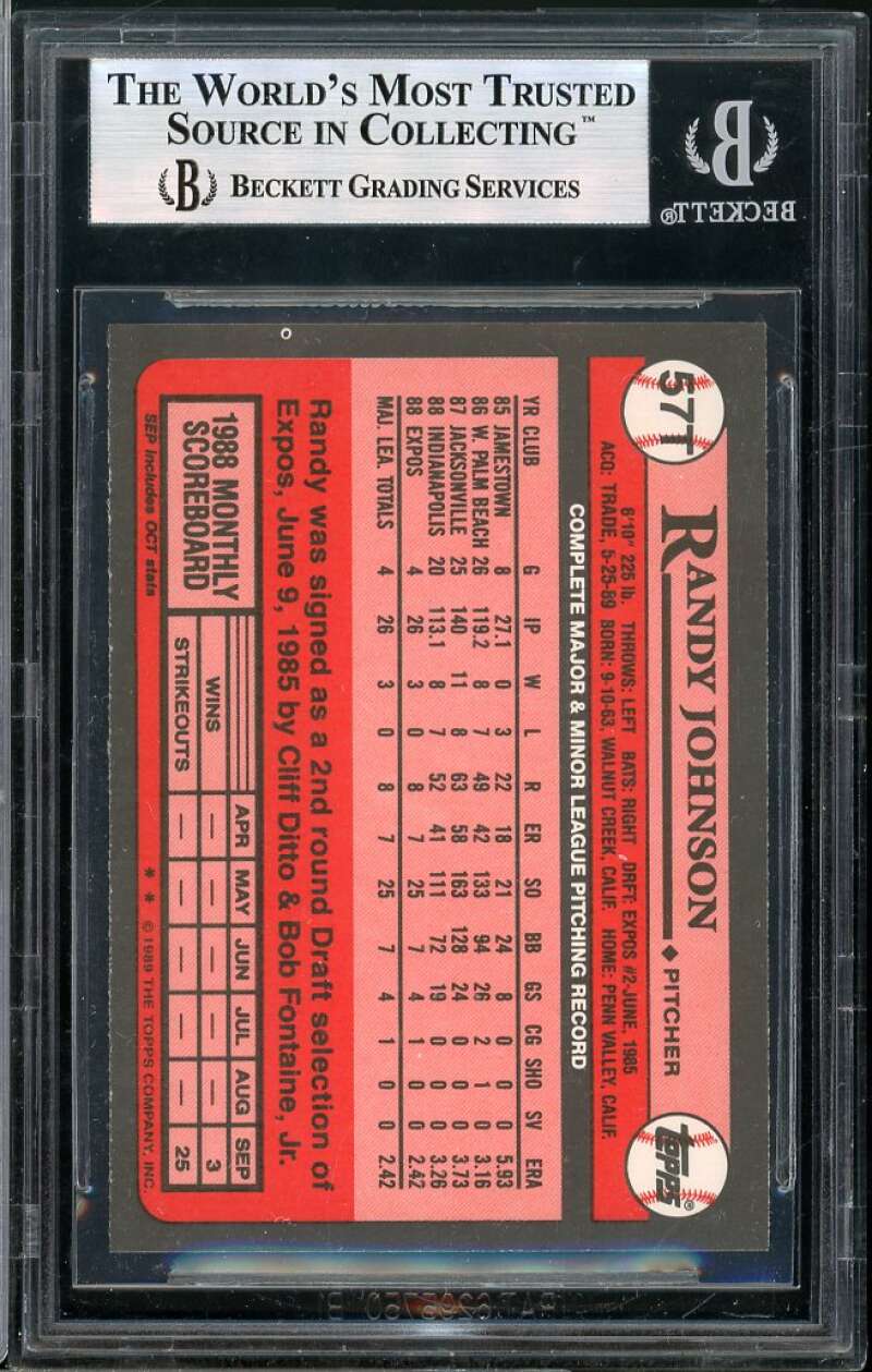 Randy Johnson Rookie Card 1989 Topps Traded #57T BGS 8.5 Image 2