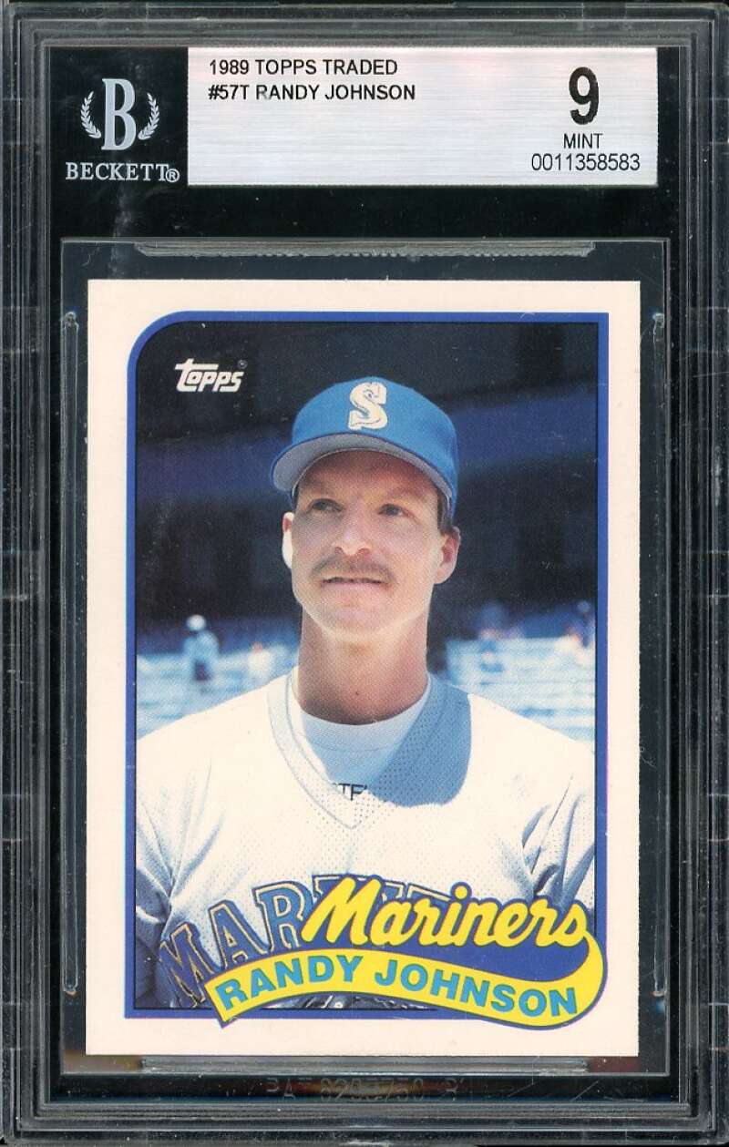 Randy Johnson Rookie Card 1989 Topps Traded #57T BGS 9 Image 1