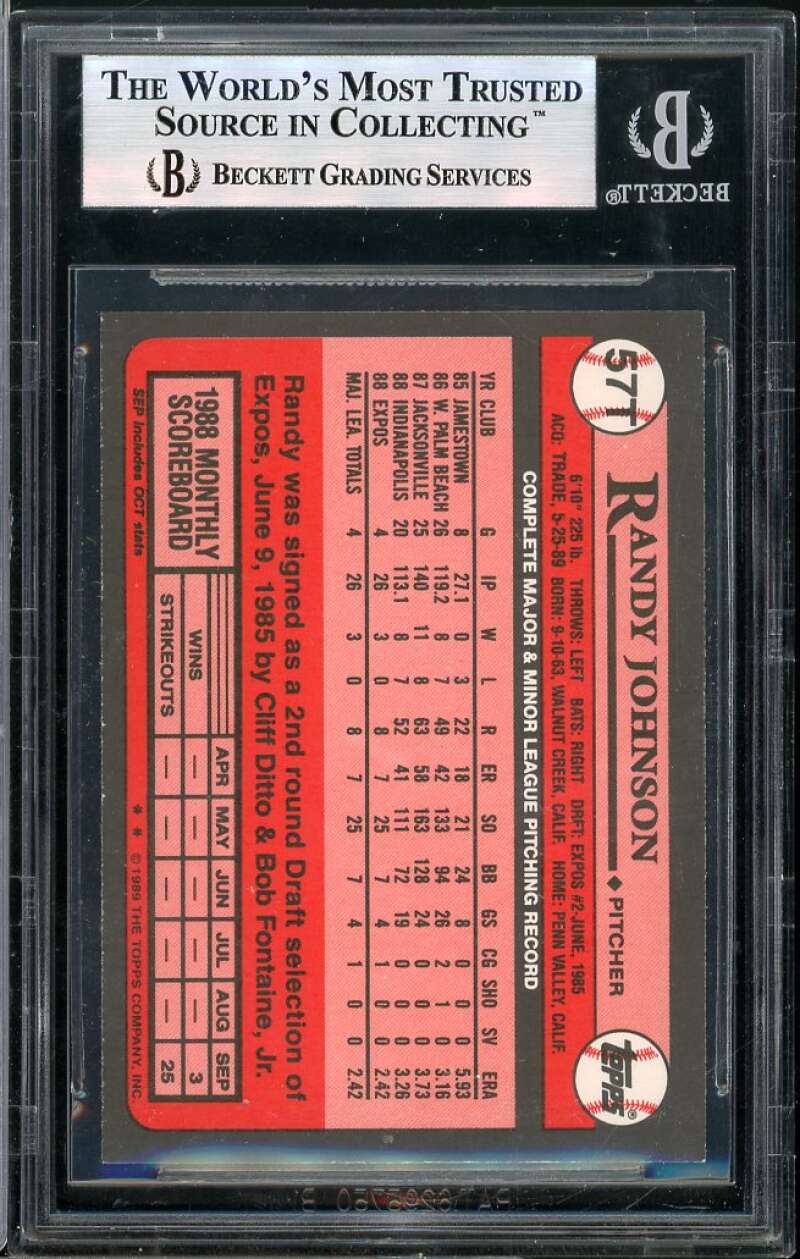 Randy Johnson Rookie Card 1989 Topps Traded #57T BGS 9 Image 2