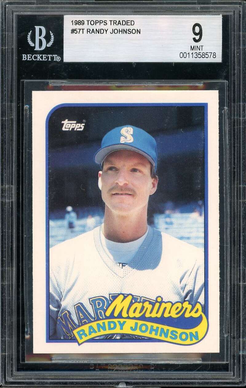 Randy Johnson Rookie Card 1989 Topps Traded #57T BGS 9 Image 1