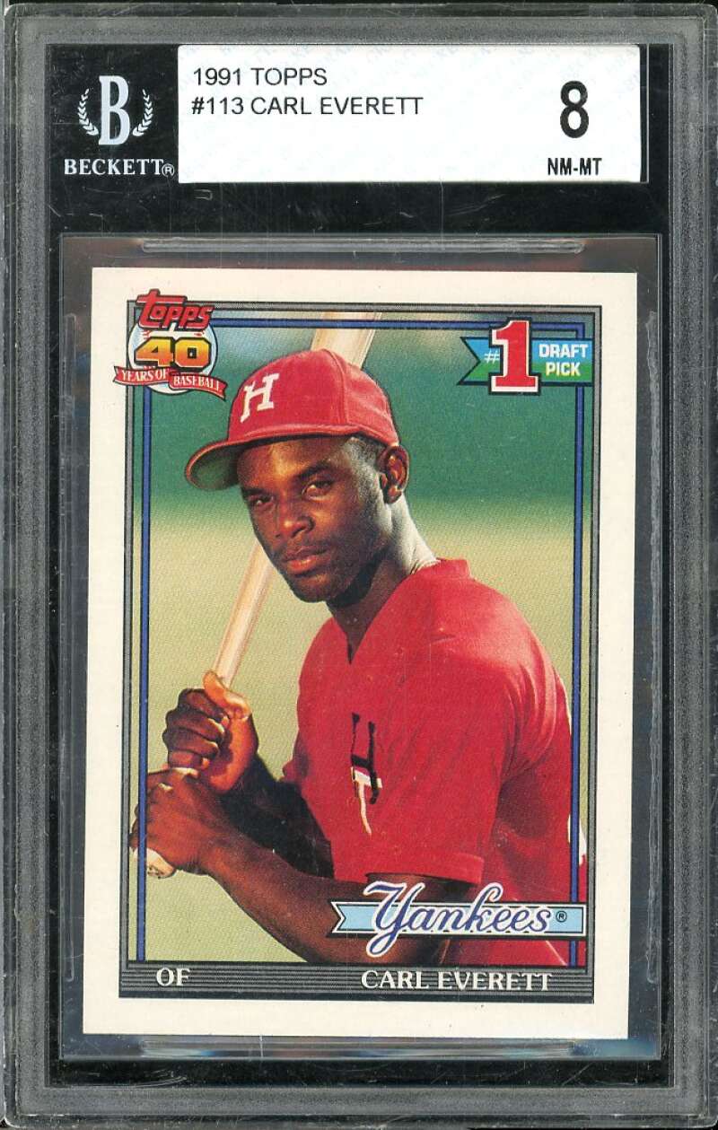 Carl Everett Rookie Card 1991 Topps #113 BGS 8 (8.5 8 8.5 8) Image 1