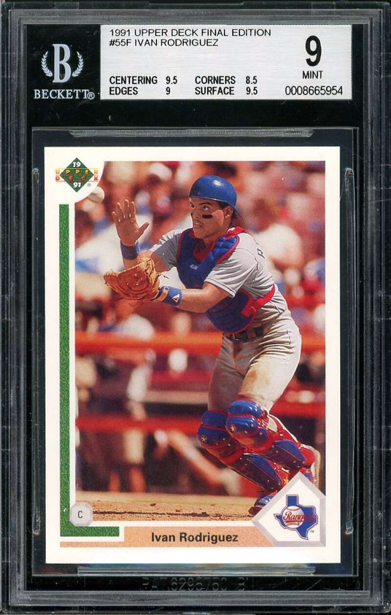 Ivan Rodriguez Rookie 1991 Upper Deck FInal Edition #55f BGS 9 (9.5 8.5 9 9.5) Image 1