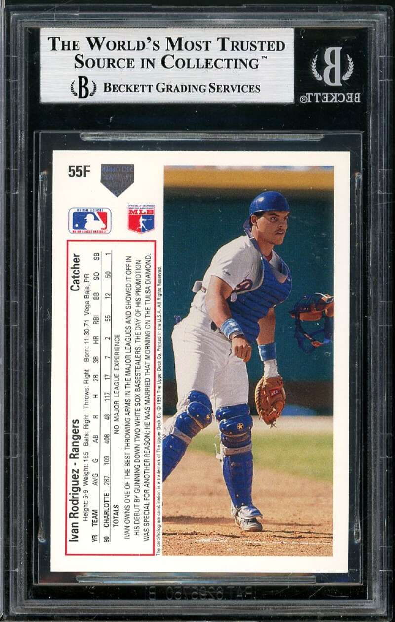 Ivan Rodriguez Rookie 1991 Upper Deck FInal Edition #55f BGS 9 (9.5 8.5 9 9.5) Image 2