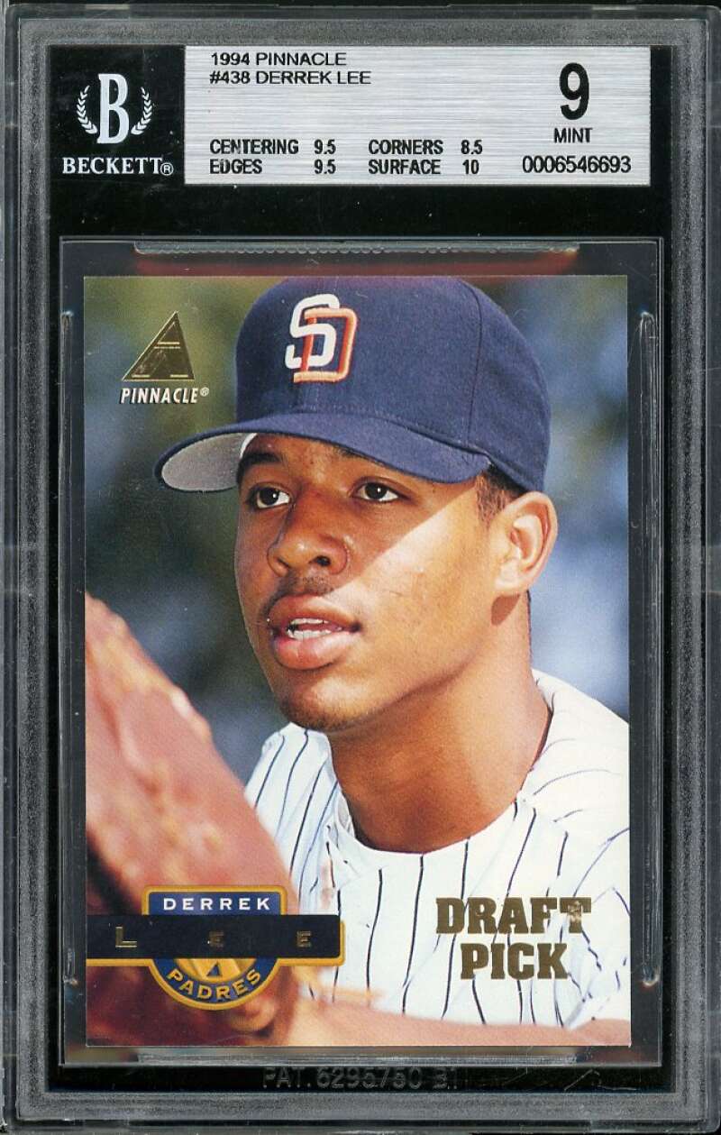 Derrek Lee Rookie Card 1994 Pinnacle #438 BGS 9 (9.5 8.5 9.5 10) Image 1